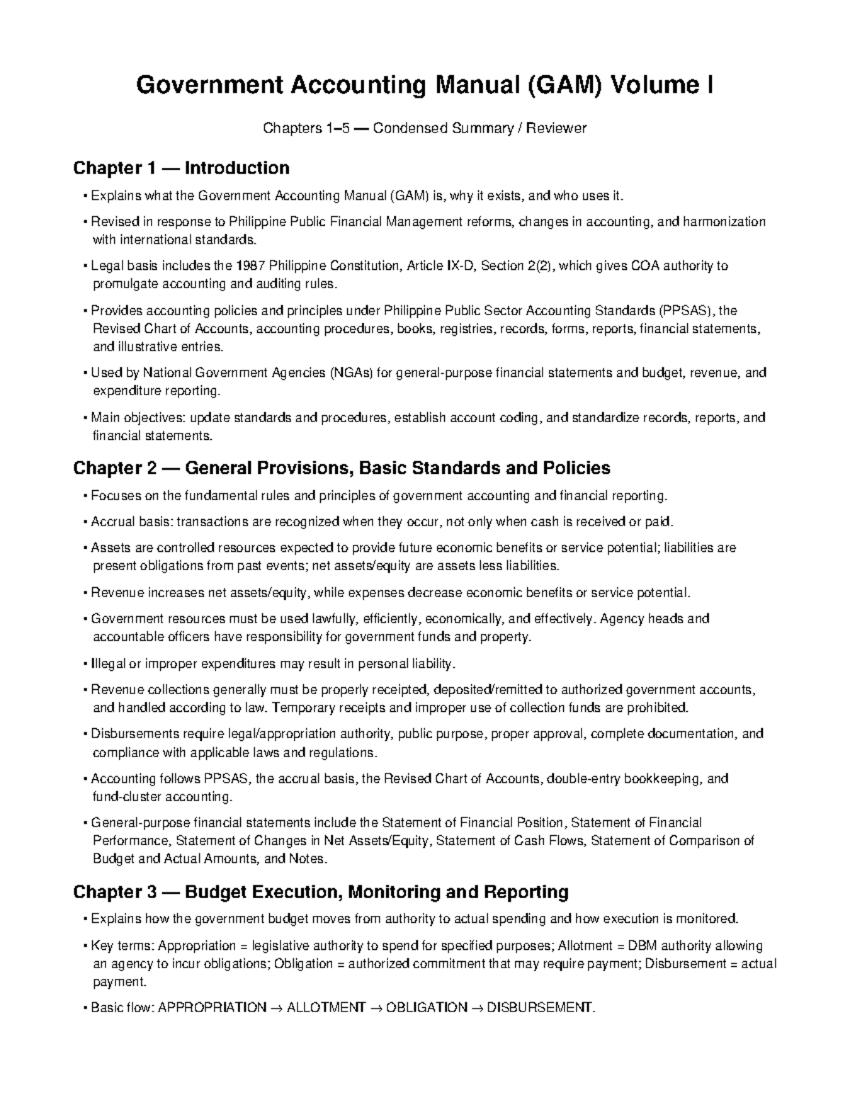 GAM Volume I Chapters 1-5 Condensed Summary Reviewer - Studocu