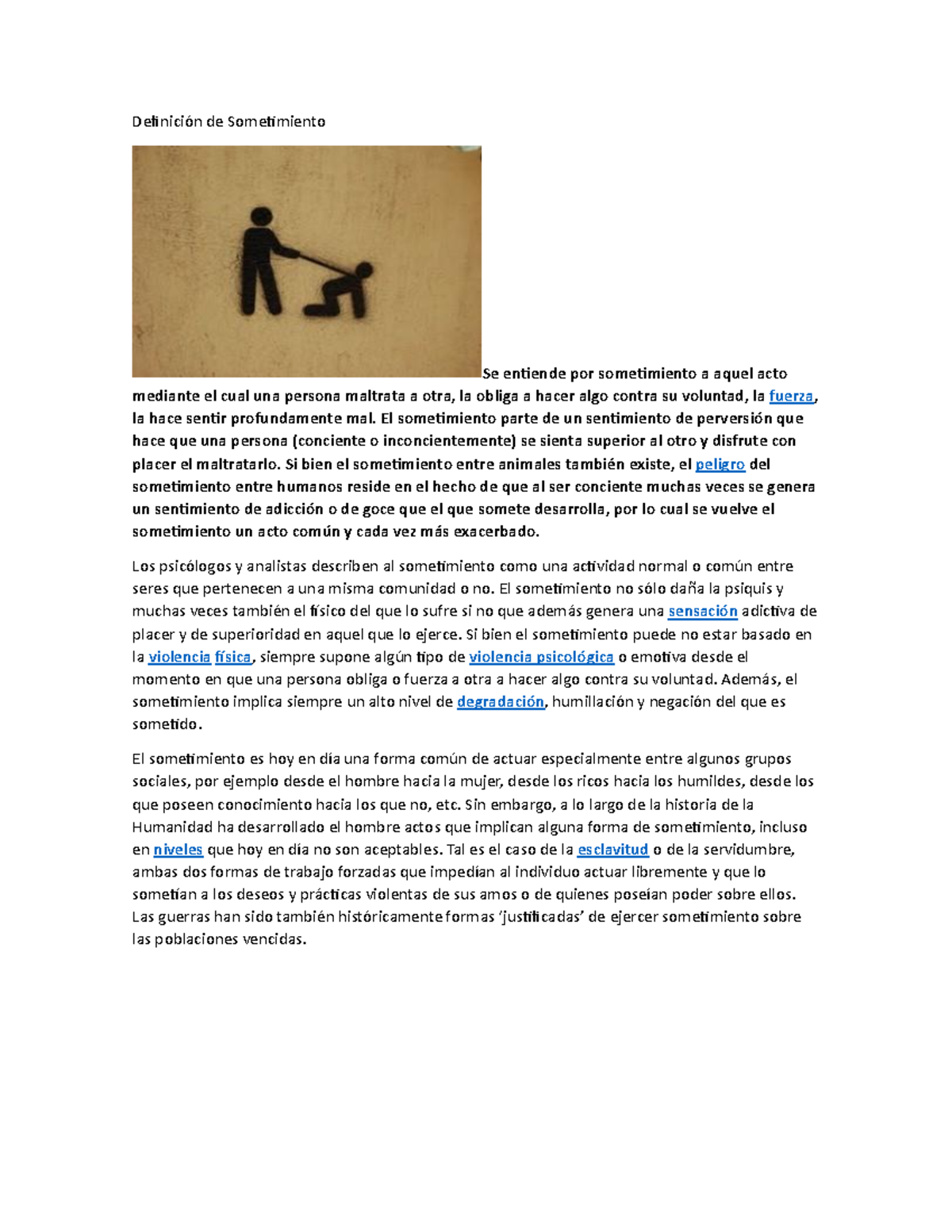 Definición y Consecuencias del Sometimiento en la Sociedad - Studocu