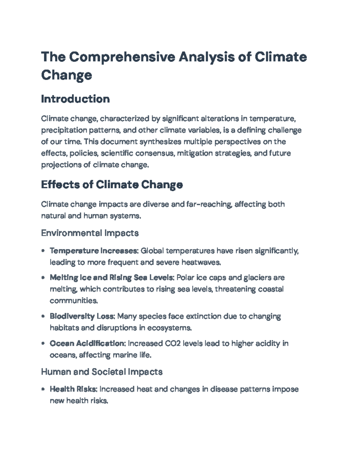 Comprehensive Analysis of Climate Change: Impacts & Strategies - Studocu