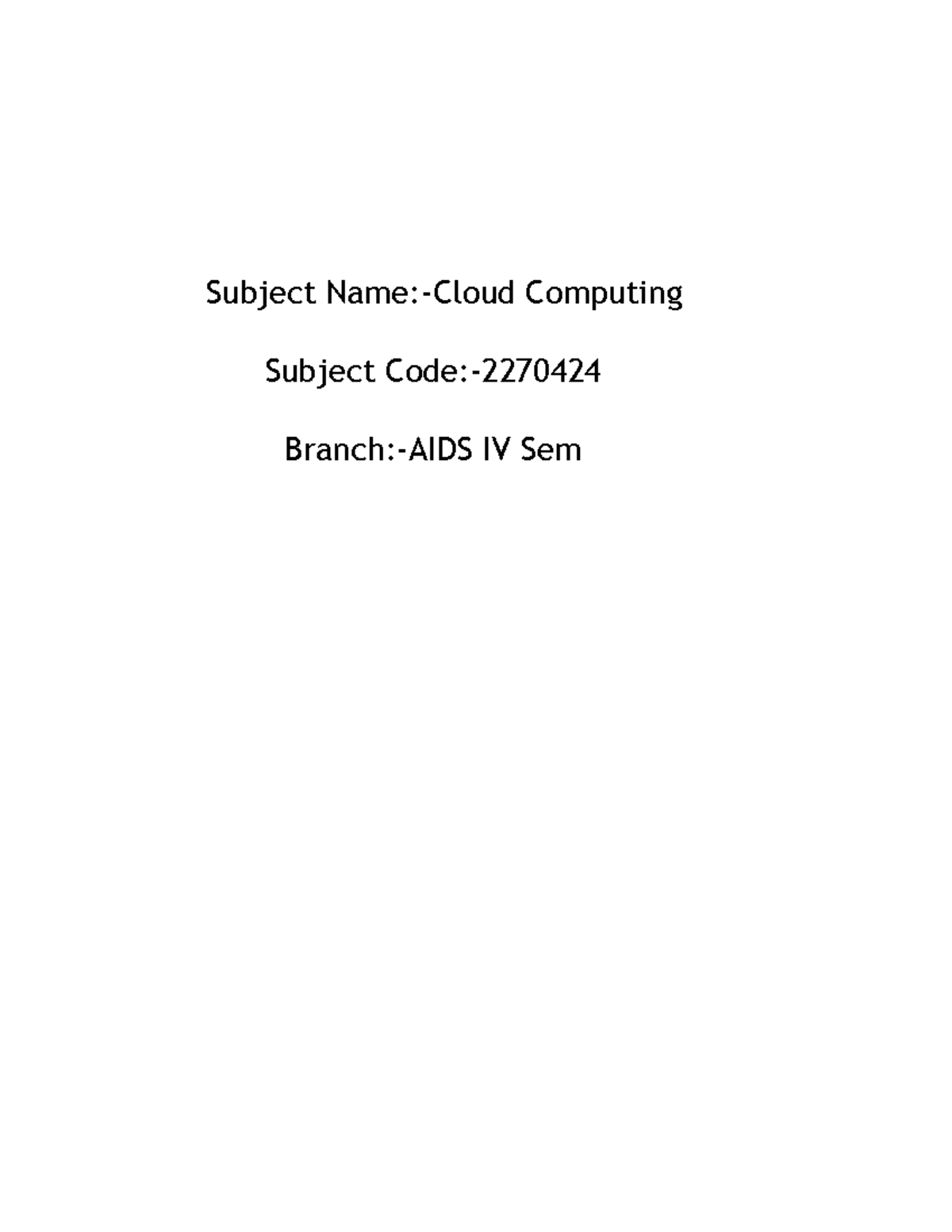 Cloud Computing Notes of Unit-1 - Subject Name:-Cloud Computing Subject ...