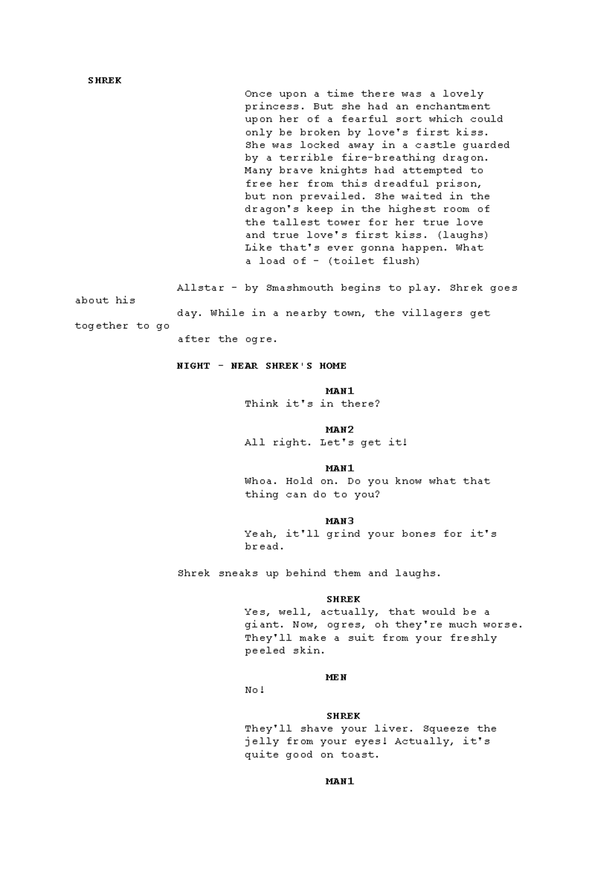 Shrek: A Hilarious Tale of Ogres and Fairy Tales (Film Script) - Studocu