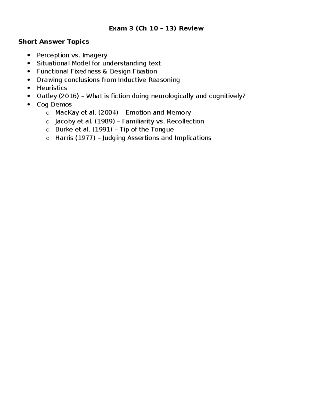 Exam 3 Review (SP 2025) - Exam Need to Know (3) - Exam 3 (Ch 10 – 13 ...