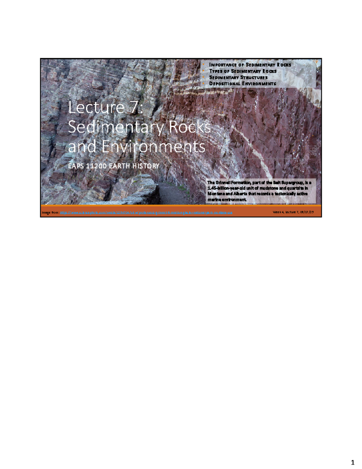 EAPS 11200 Week 4 Lecture 7: Overview of Sedimentary Rocks ...