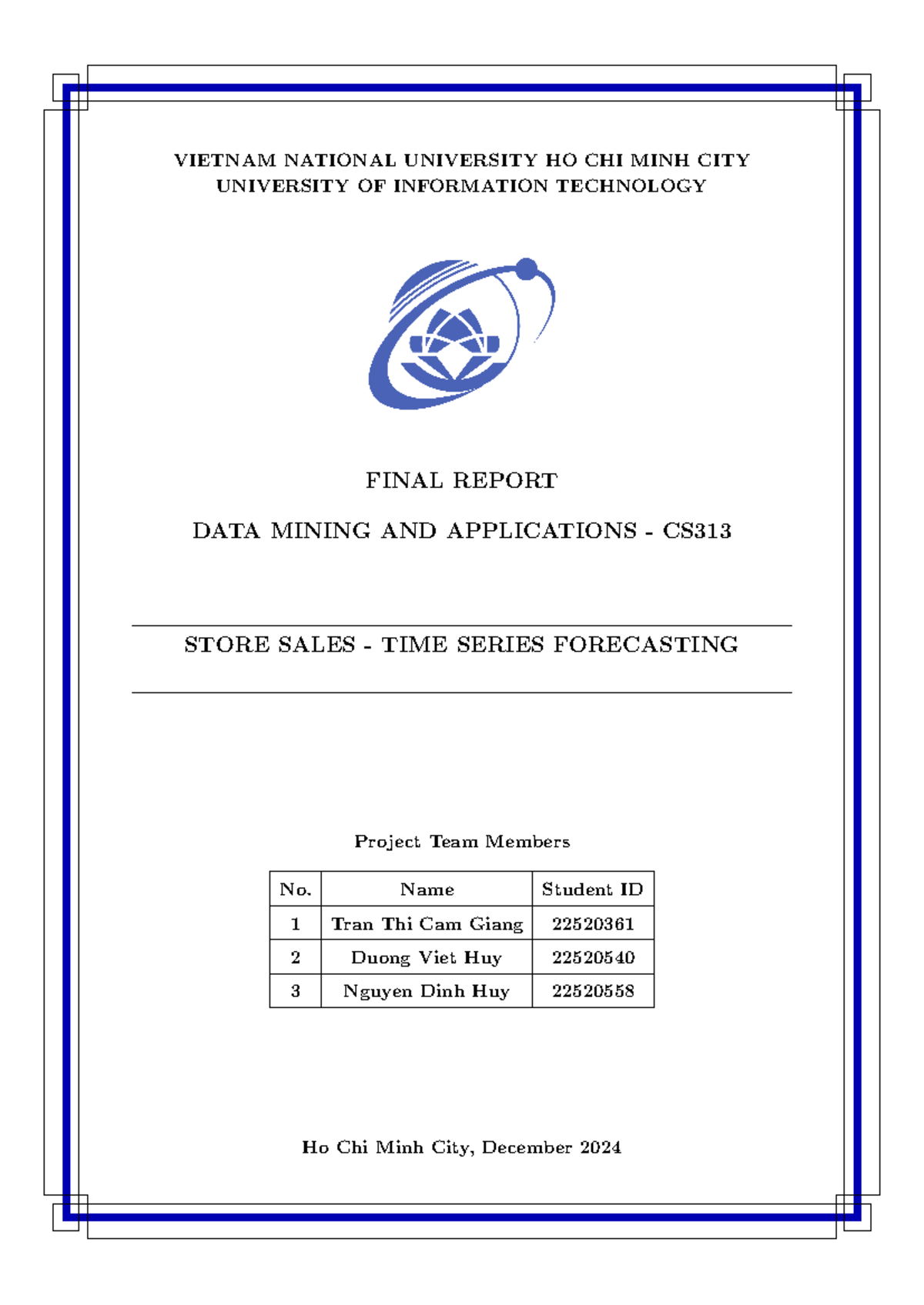 Final Report on Data Mining - Time Series Forecasting CS313 - Studocu
