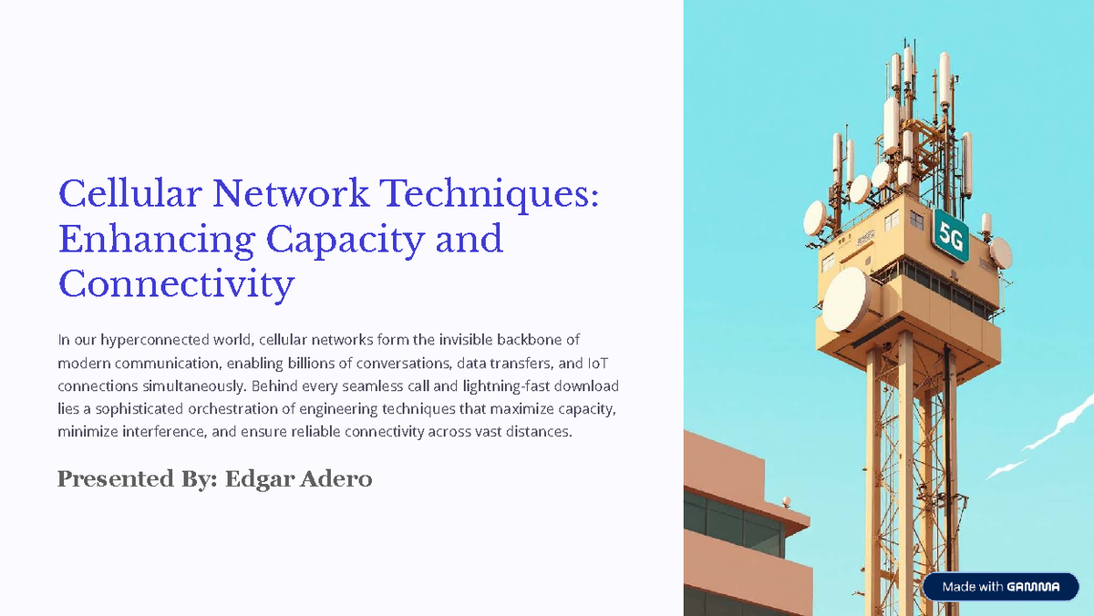 Cellular Network Techniques (Course Code: T2) - Enhancing Capacity ...