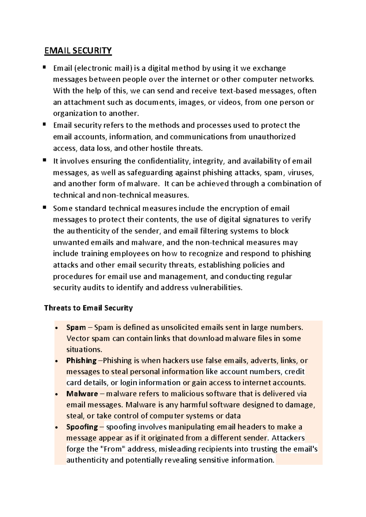 Email Security Overview - NSC - Studocu