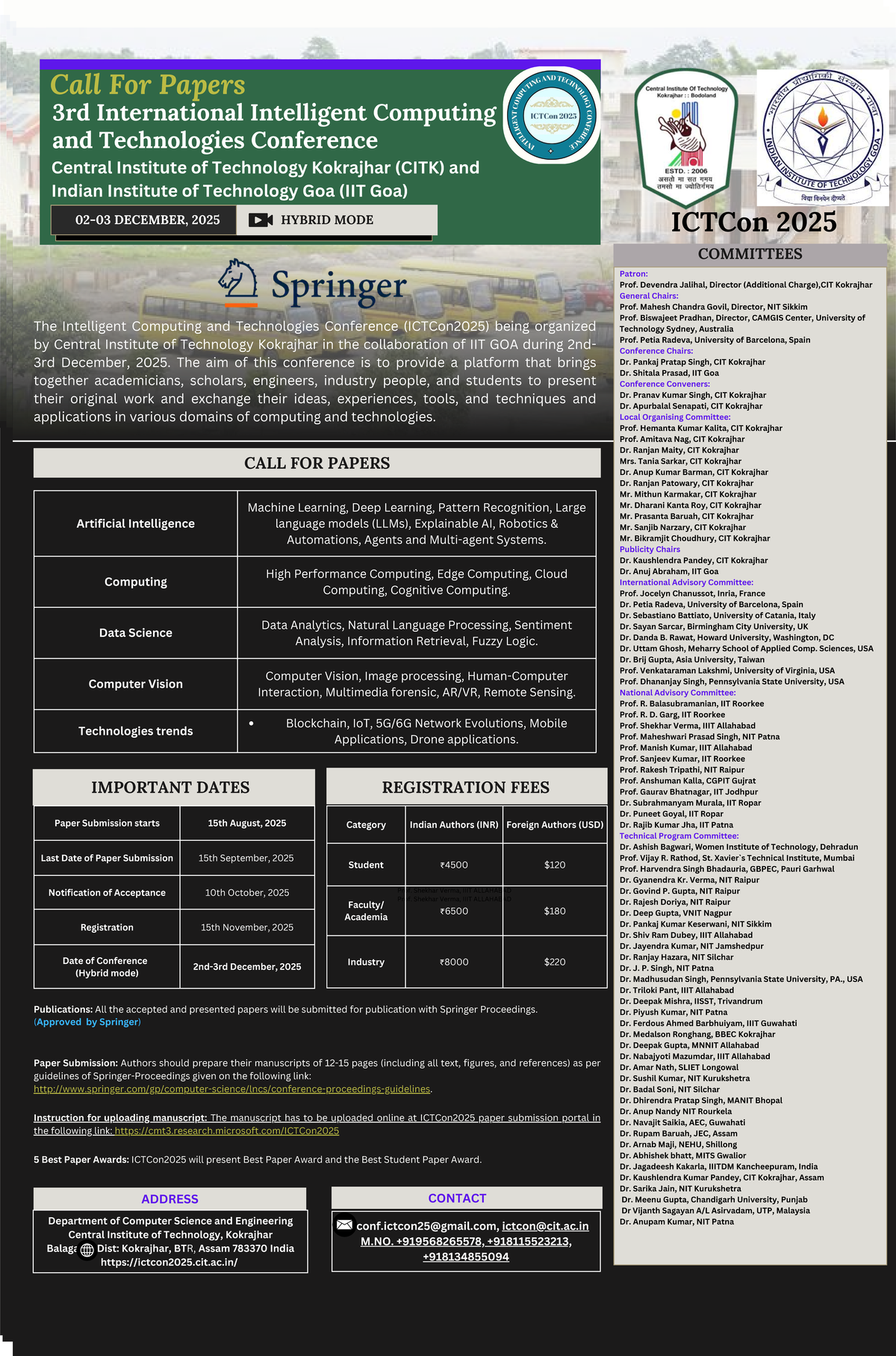 Call for Papers: 3rd International Intelligent Computing Conference ...