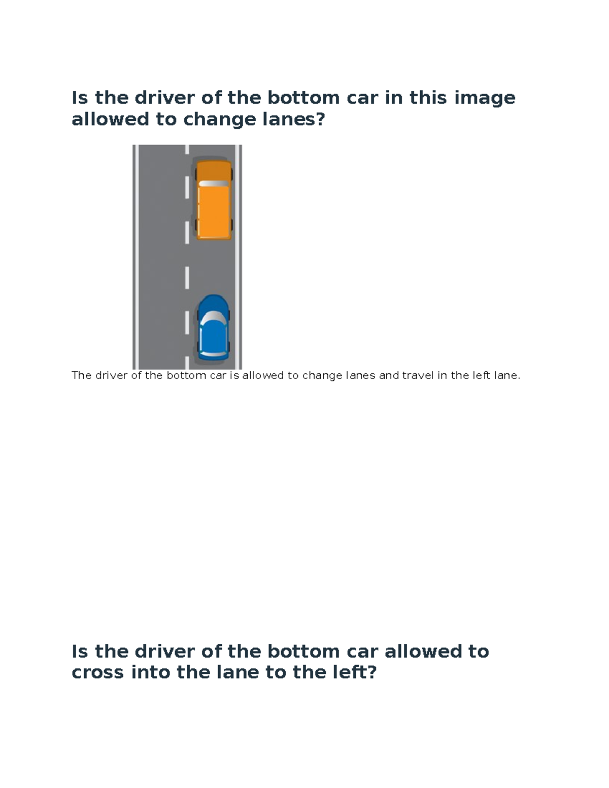 Driver's Ed Notes: Lane Change Rules & Reflector Significance 3.04 pt ...
