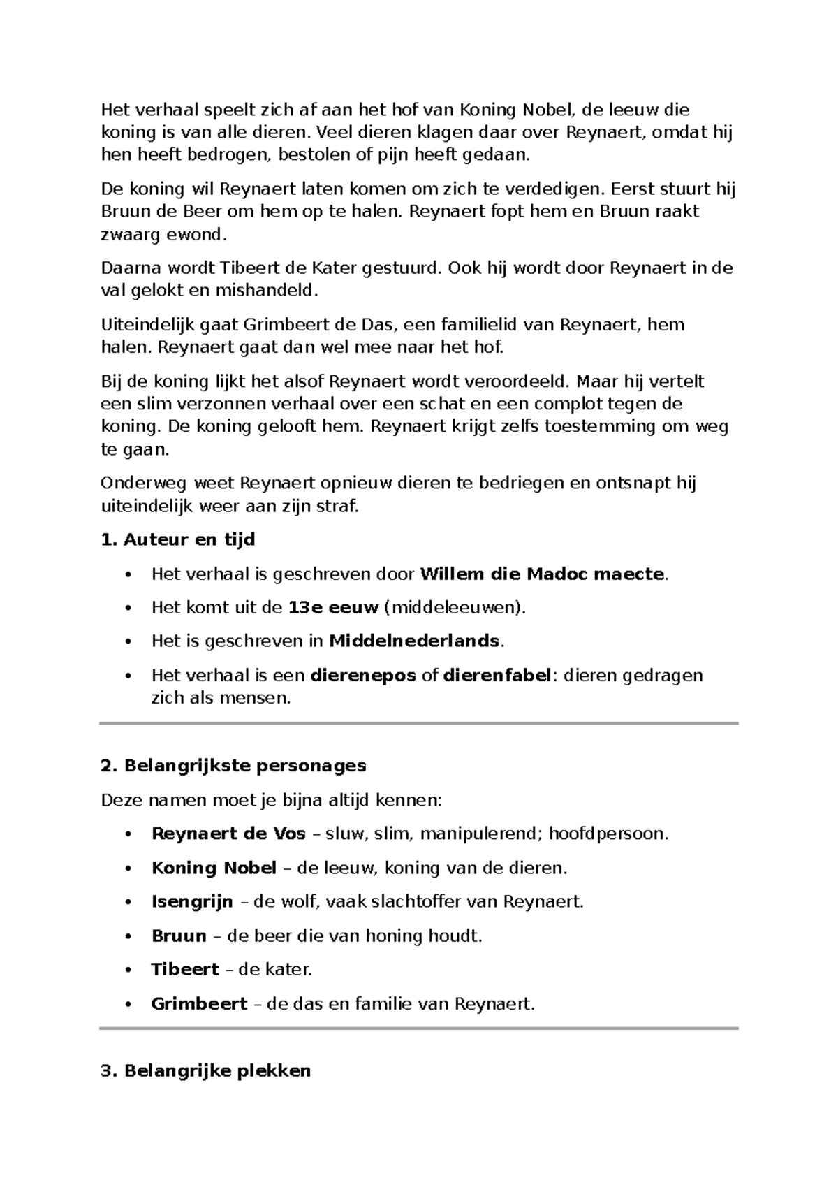 Samenvatting van Reynaert de Vos (Middeleeuwen) - Studeersnel