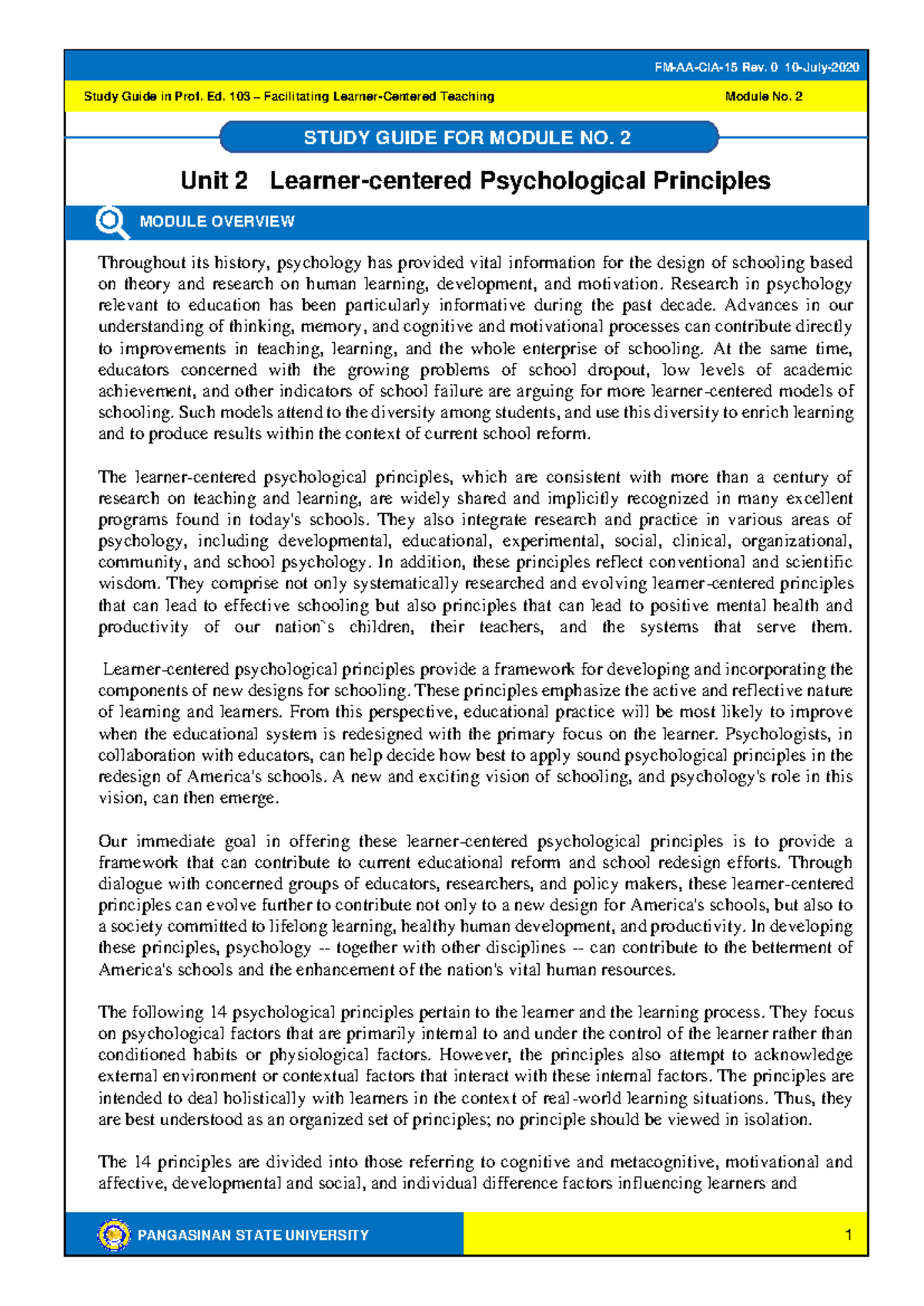 SG PROF ED 105 UNIT 2 - PROF ED - PANGASINAN STATE UNIVERSITY Study ...