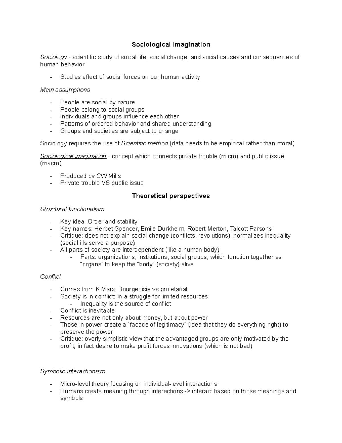 W1. 01L-02L - notes on the first 2 lectures about sociological ...