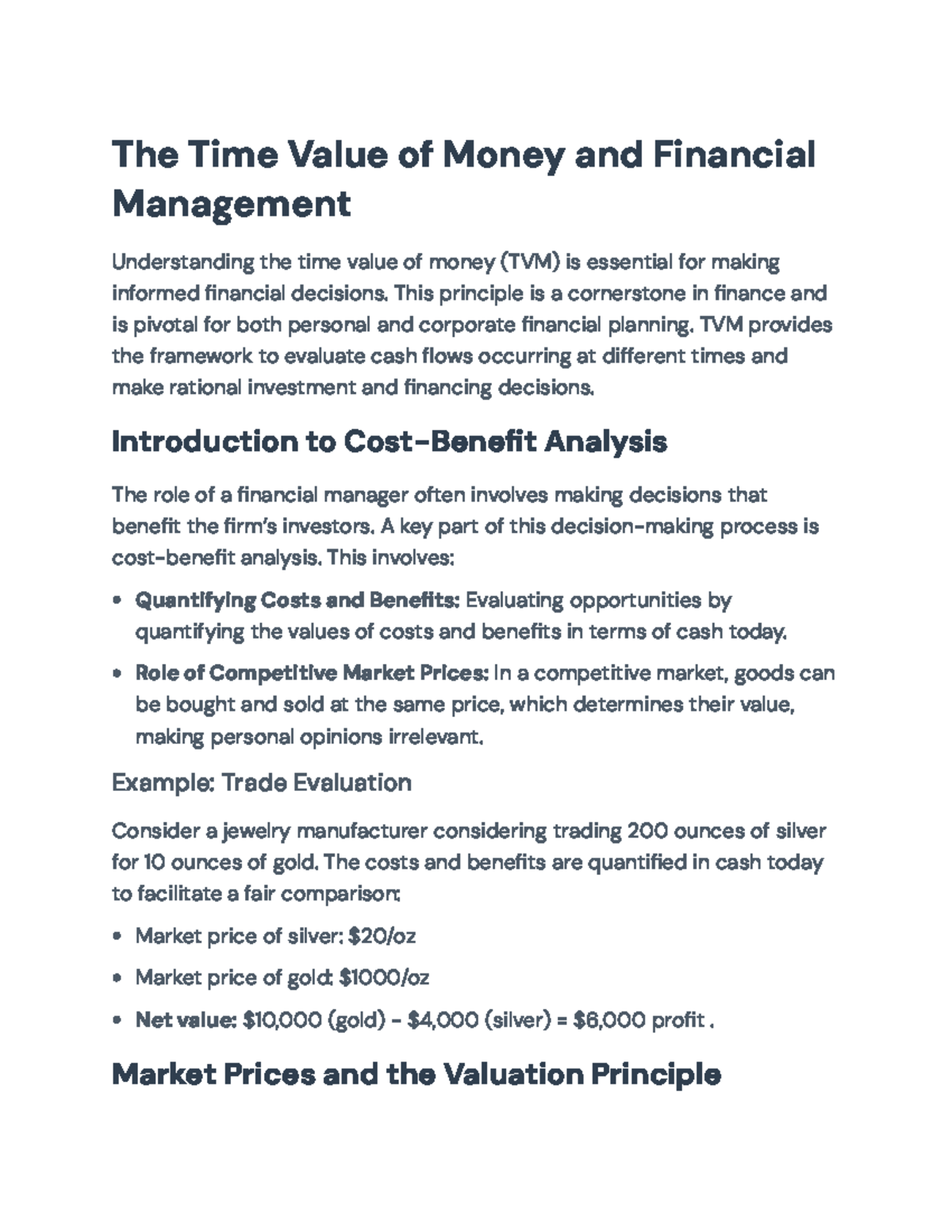 Time Value of Money and Financial Management Principles - The Time ...