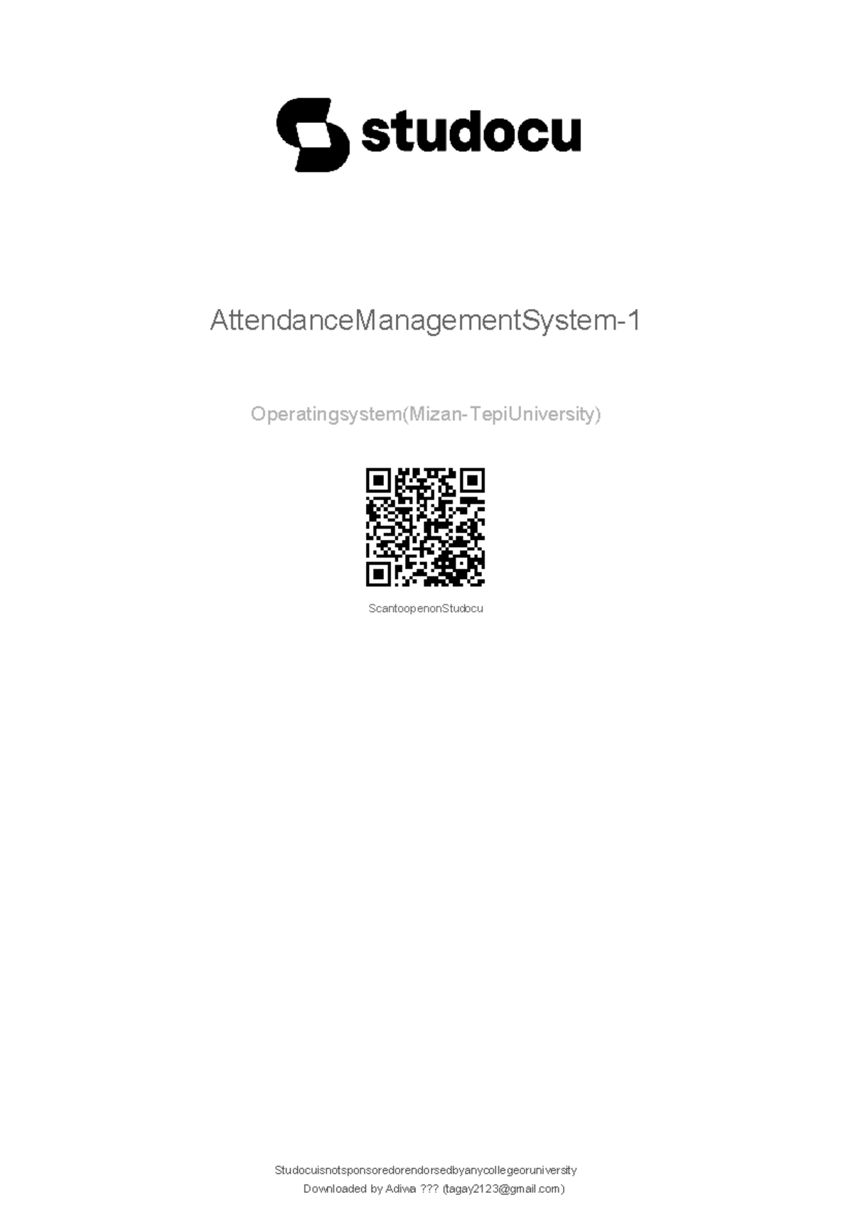 Final Project Proposal: Attendance Management System for IT (BSc) - Studocu