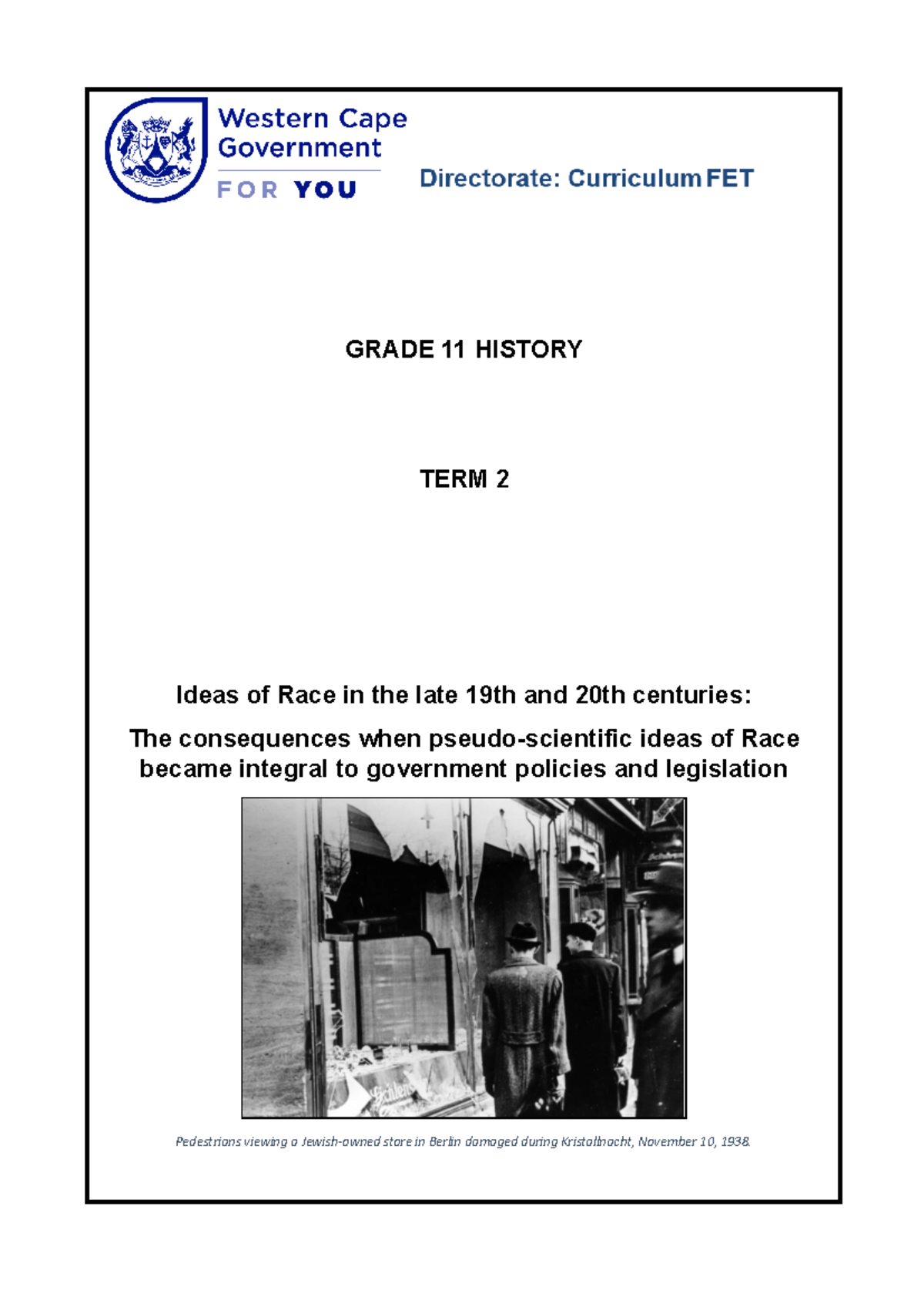 Grade 11 History Term 2: Race Ideas & Nazi Policies Analysis - Studocu
