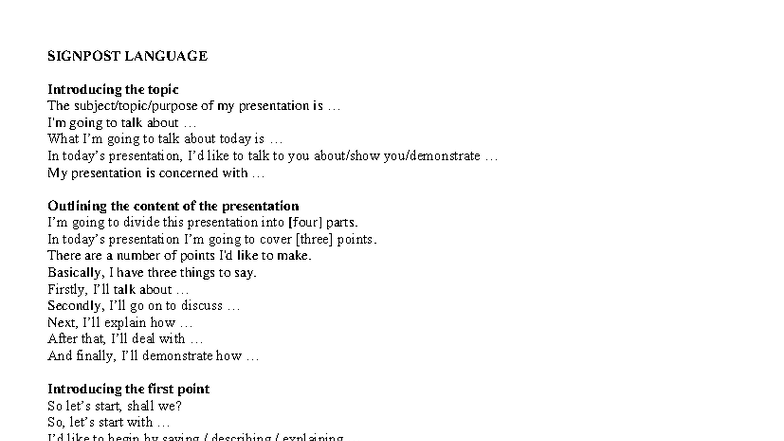 Signpost Language for Effective Presentations: Key Phrases and Tips ...