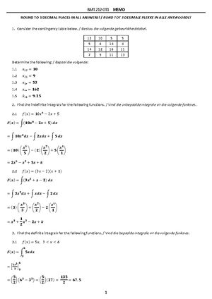 BMT 212 Final Exam Study Guide: Probability, Integrals, and Statistics ...