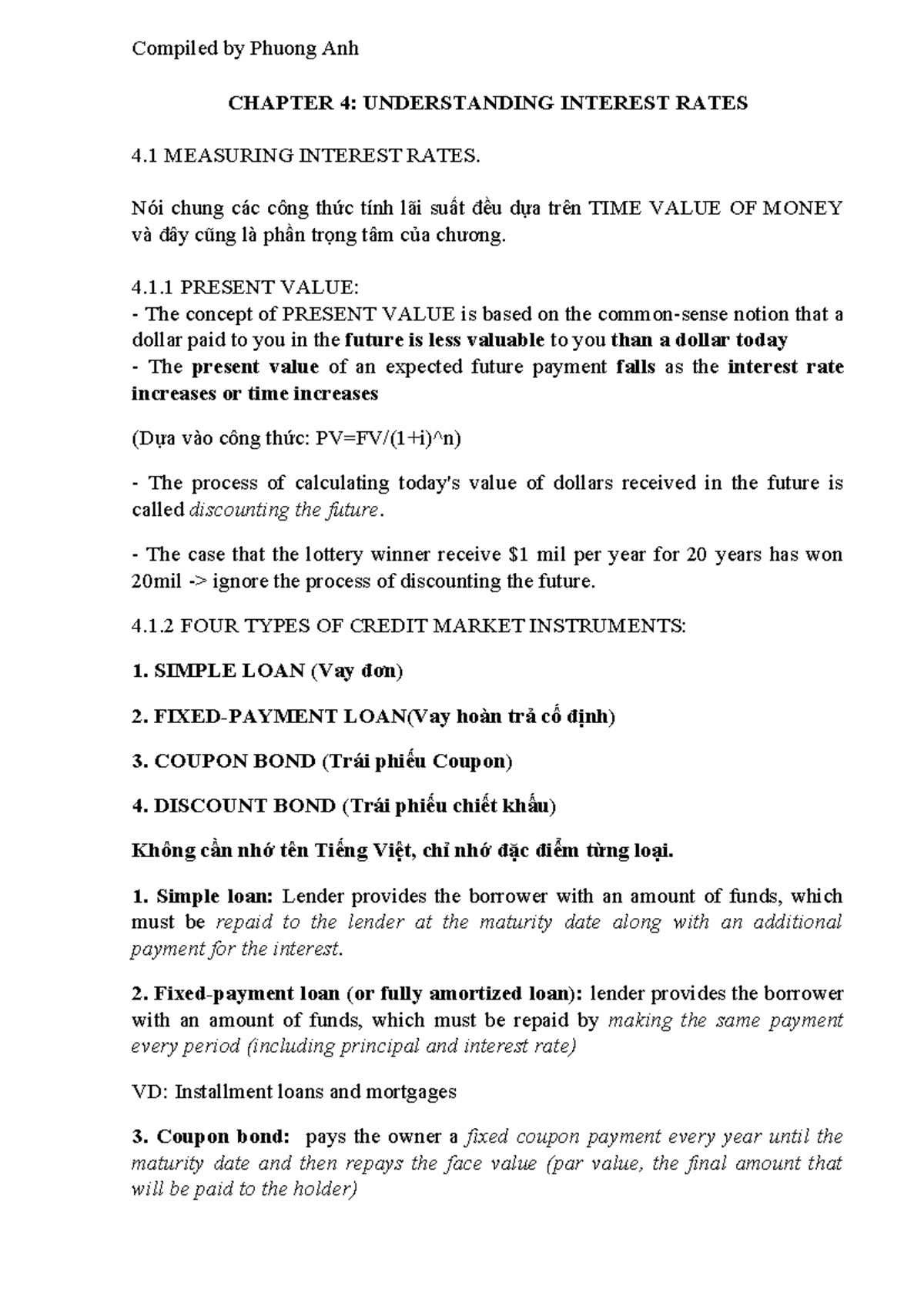 Midterm Review: Understanding Interest Rates (Chapter 4) - Studocu