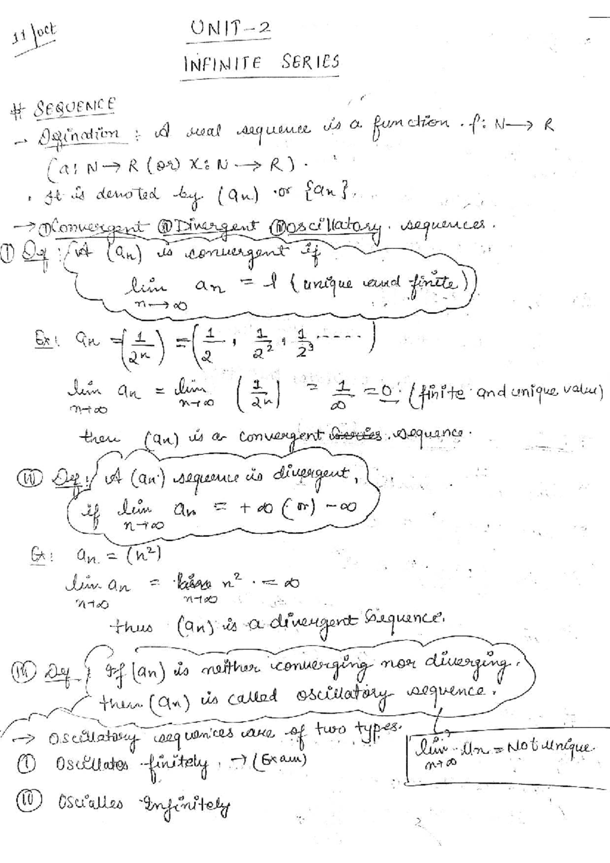 Infinite Series Course Coordinator Notes (MATH 422) - Studocu