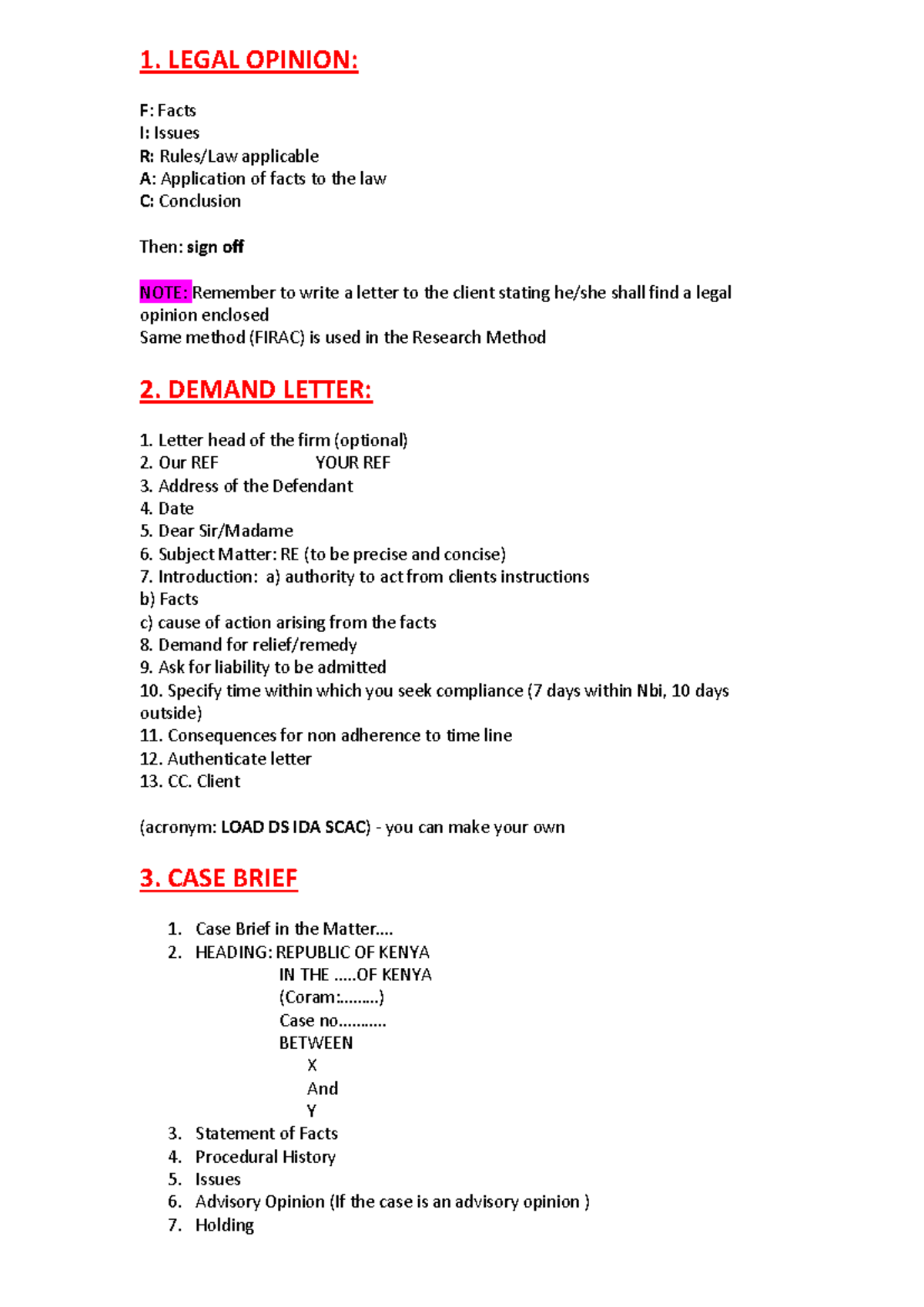 Drafting Formats for Legal Documents: A Comprehensive Guide (LAW 101) - Studocu