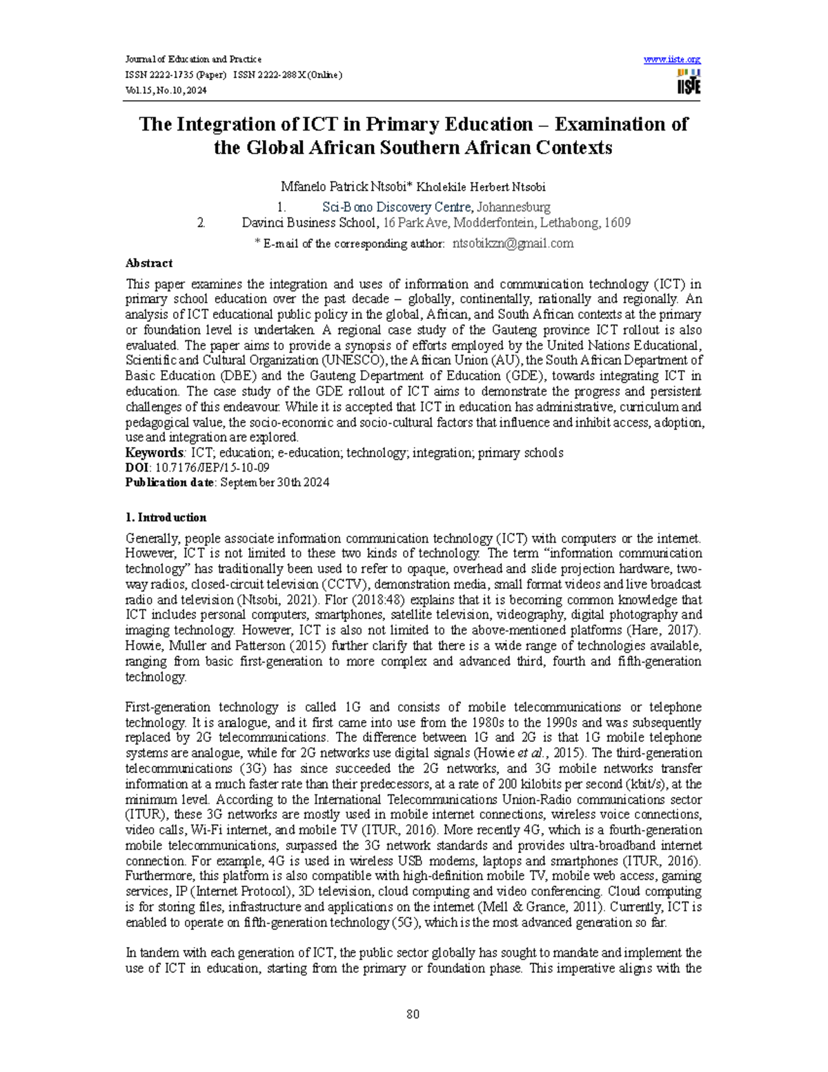 The integration of ICT in primary education: A South African ...