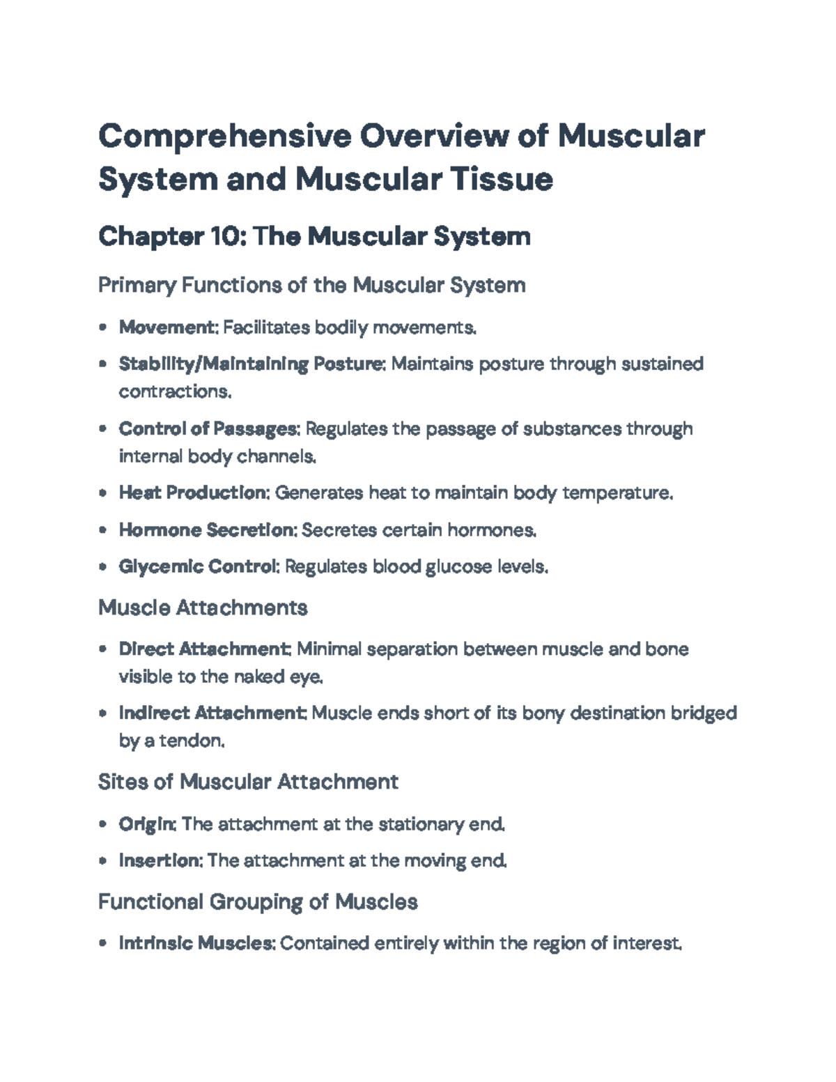 Comprehensive Overview of the Muscular System and Muscle Tissue (BIO101 ...