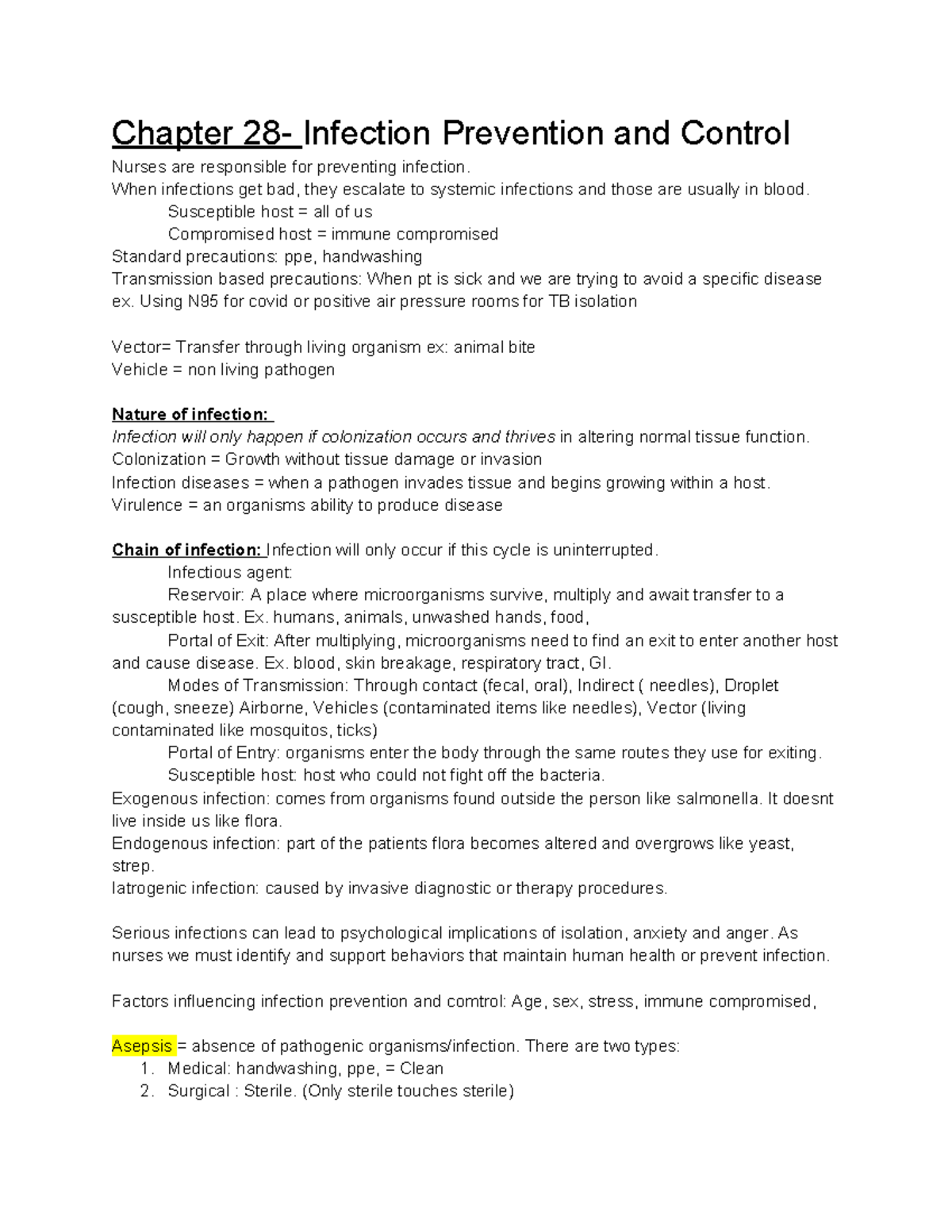 Med Surg Fundamentals - LECTURE NOTES FOR CHAPTER 18. - Chapter 28 ...