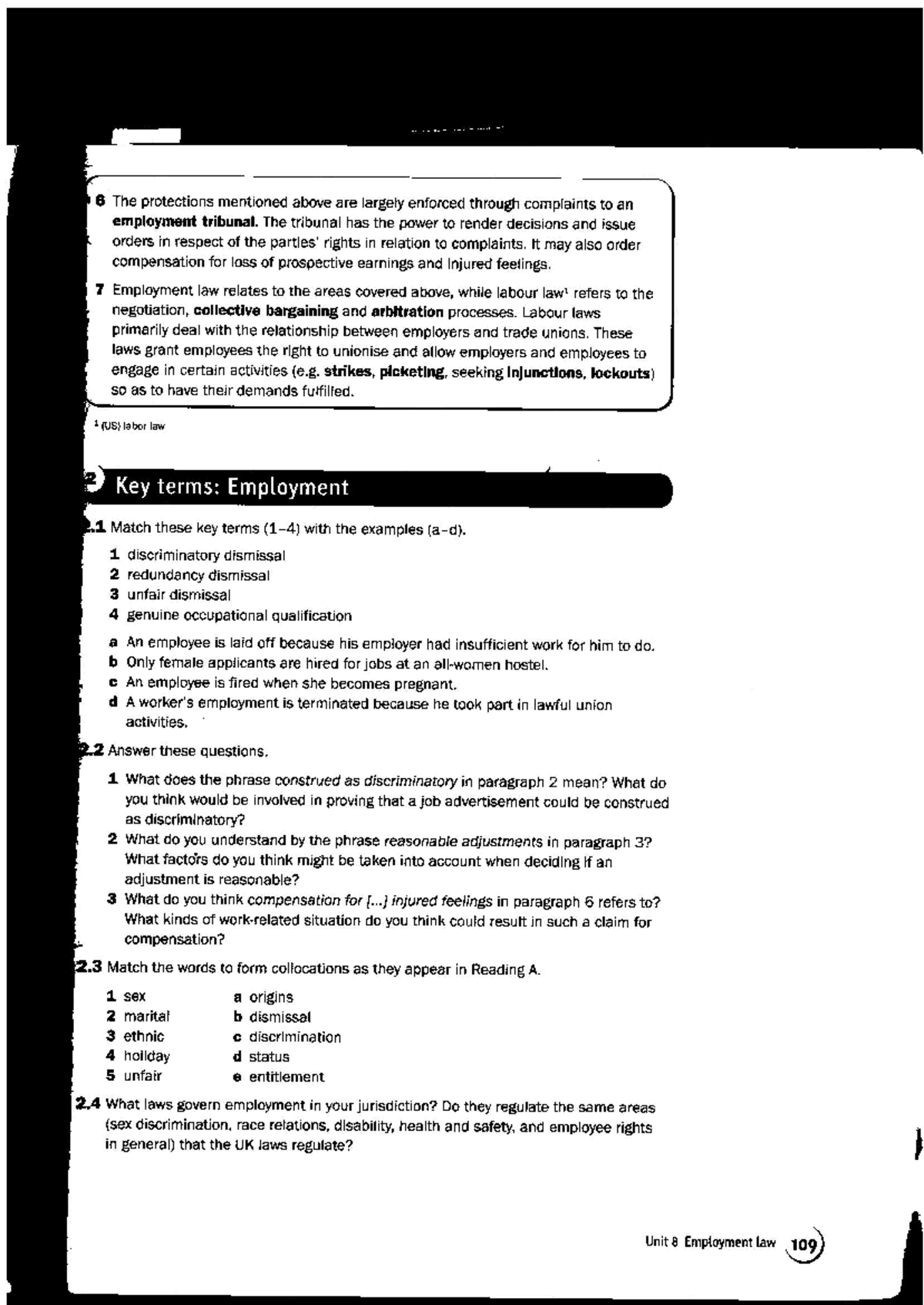 S109 - Employment Law: Key Concepts and Case Studies - Studocu
