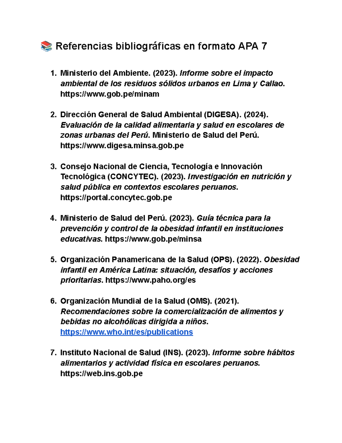 Referencias Bibliogr ficas En Formato APA 7 Informe Ambiental Y Salud