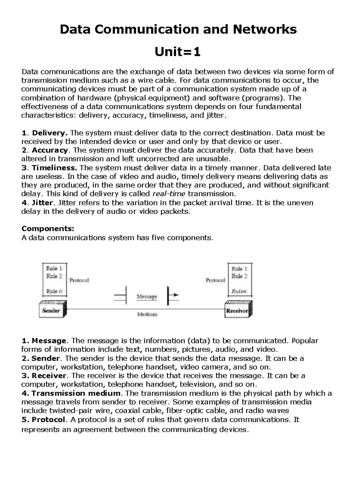 DCCN-1st - Notes of unit 2 - Data Communication and Networks Unit= Data ...