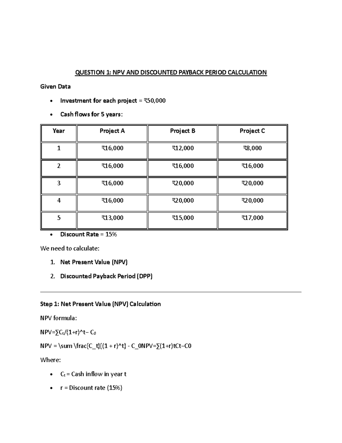 Midterm Project Management Solutions: NPV & DPP Calculations - Studocu