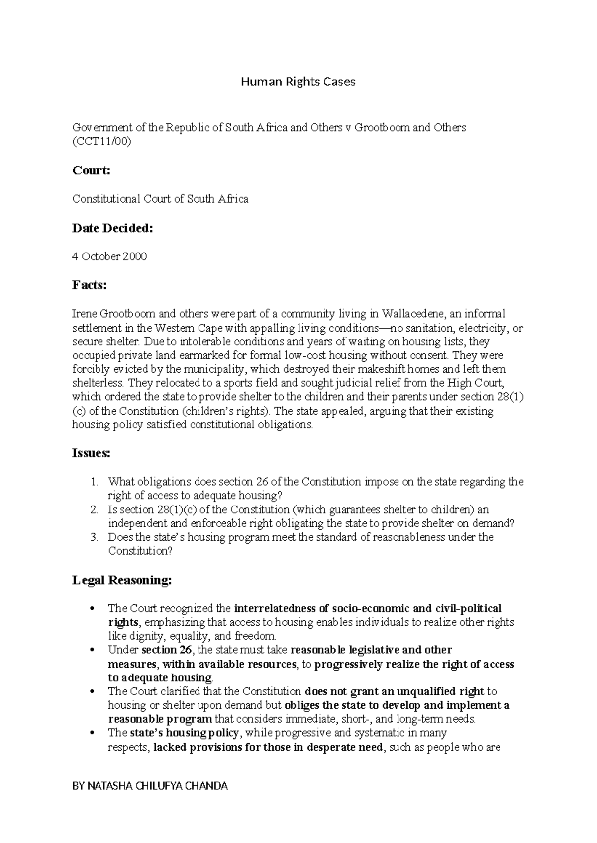 Human Rights Cases: Key Judgments from South Africa and Beyond - Studocu