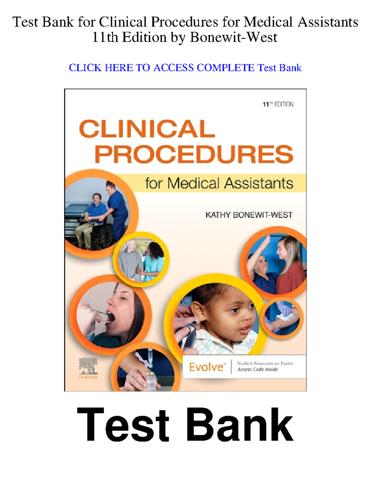 Test Bank for Clinical Procedures for Medical Assistants (11th Ed ...