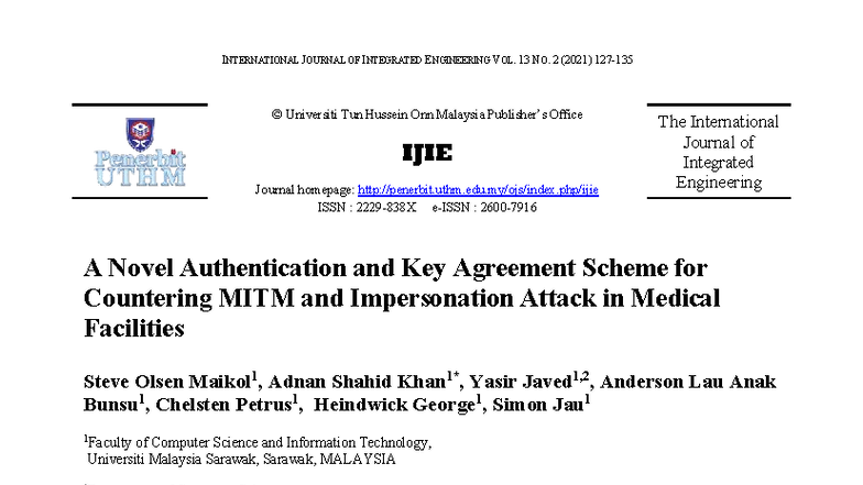 A Novel Authentication & Key Agreement Scheme for MITM in Medical ...