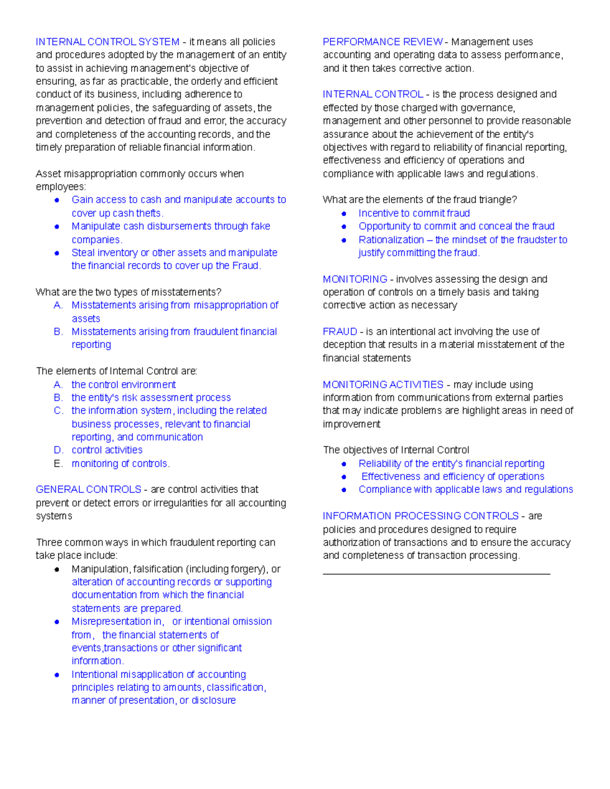 Internal Control System - INTERNAL CONTROL SYSTEM - it means all ...
