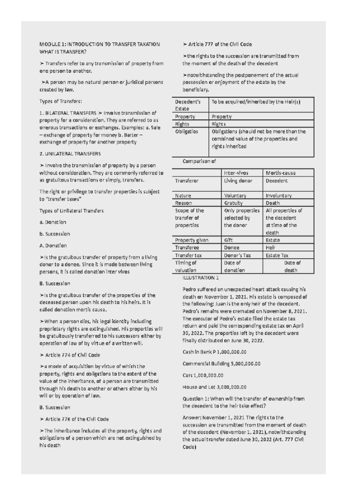 MODULE 1: Transfer Taxation Overview and Key Concepts - Studocu