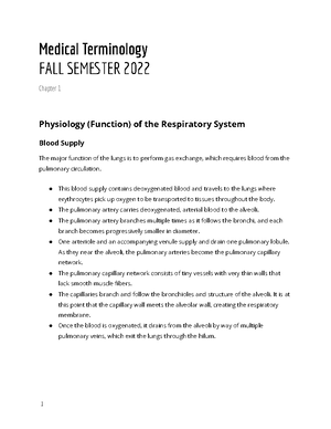 Med Term 2 - notes - Medical Terminology FALL SEM TER 2022 Chapter 1 ...