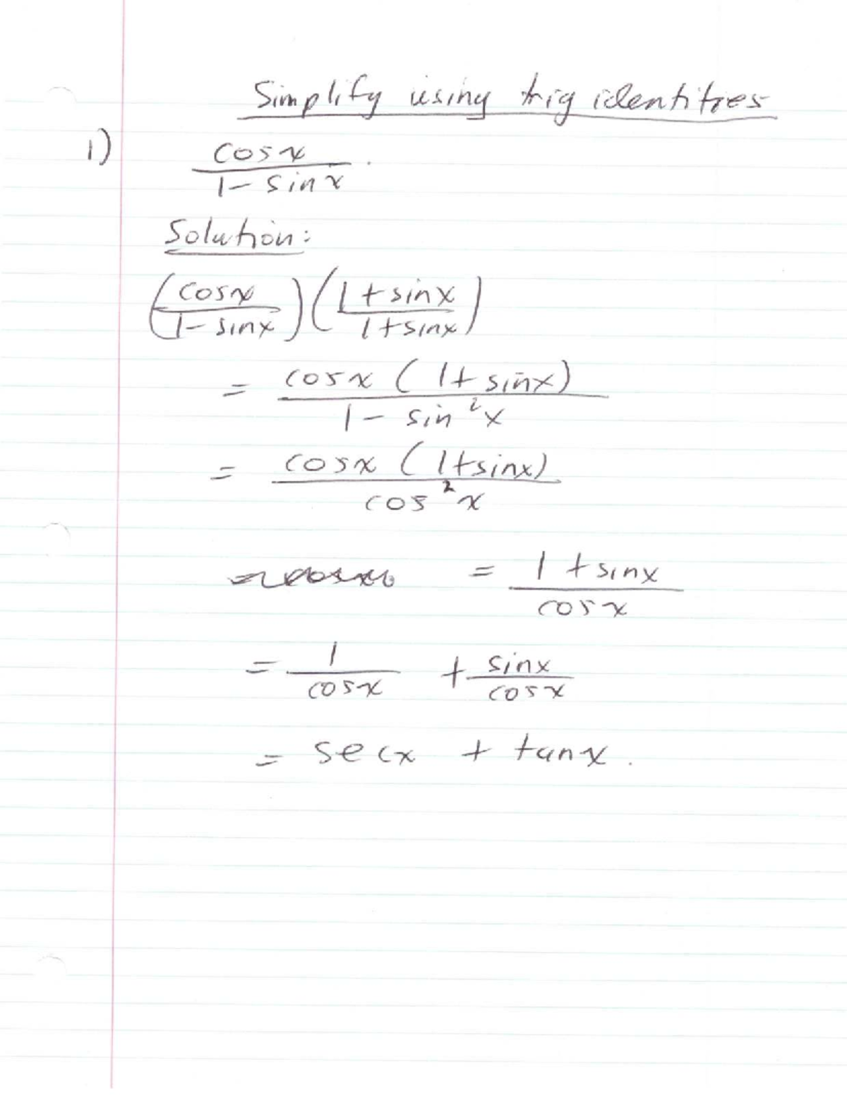 Exam Practice Problems for Trig Identities and Functions - Studocu