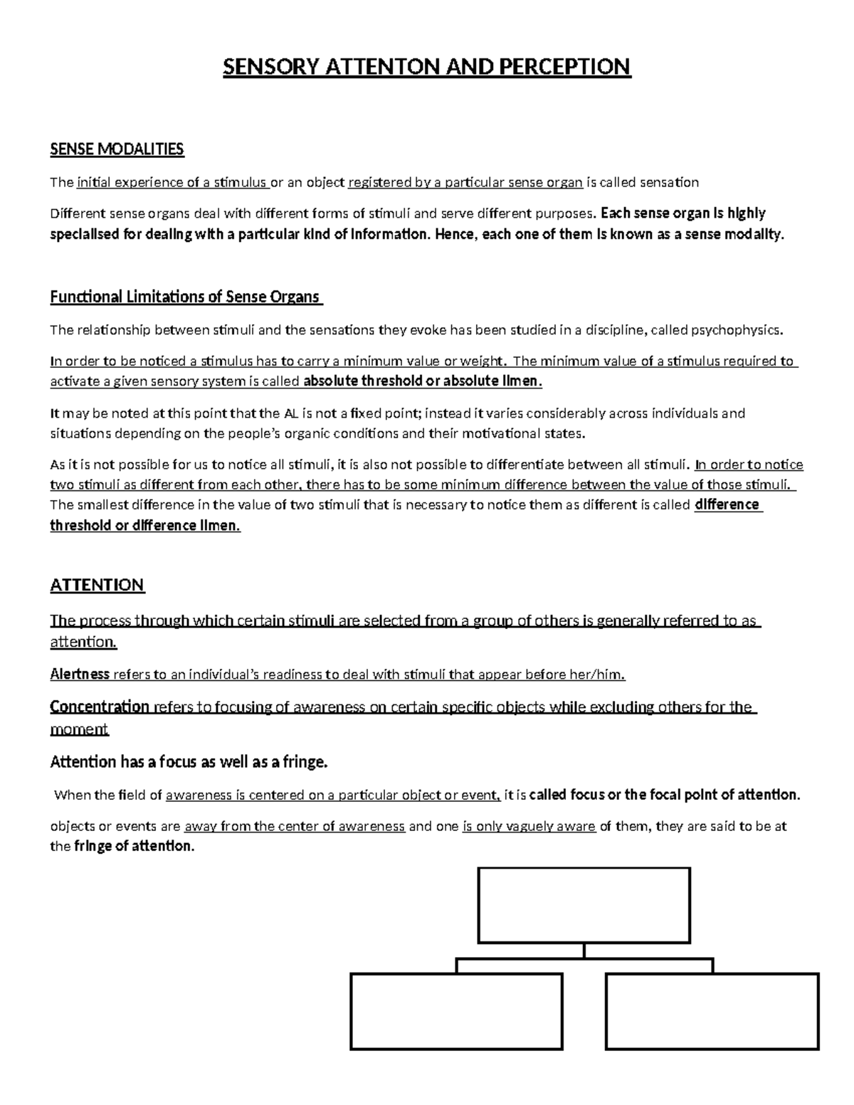 Sensory Attention AND Perception - SENSORY ATTENTON AND PERCEPTION ...