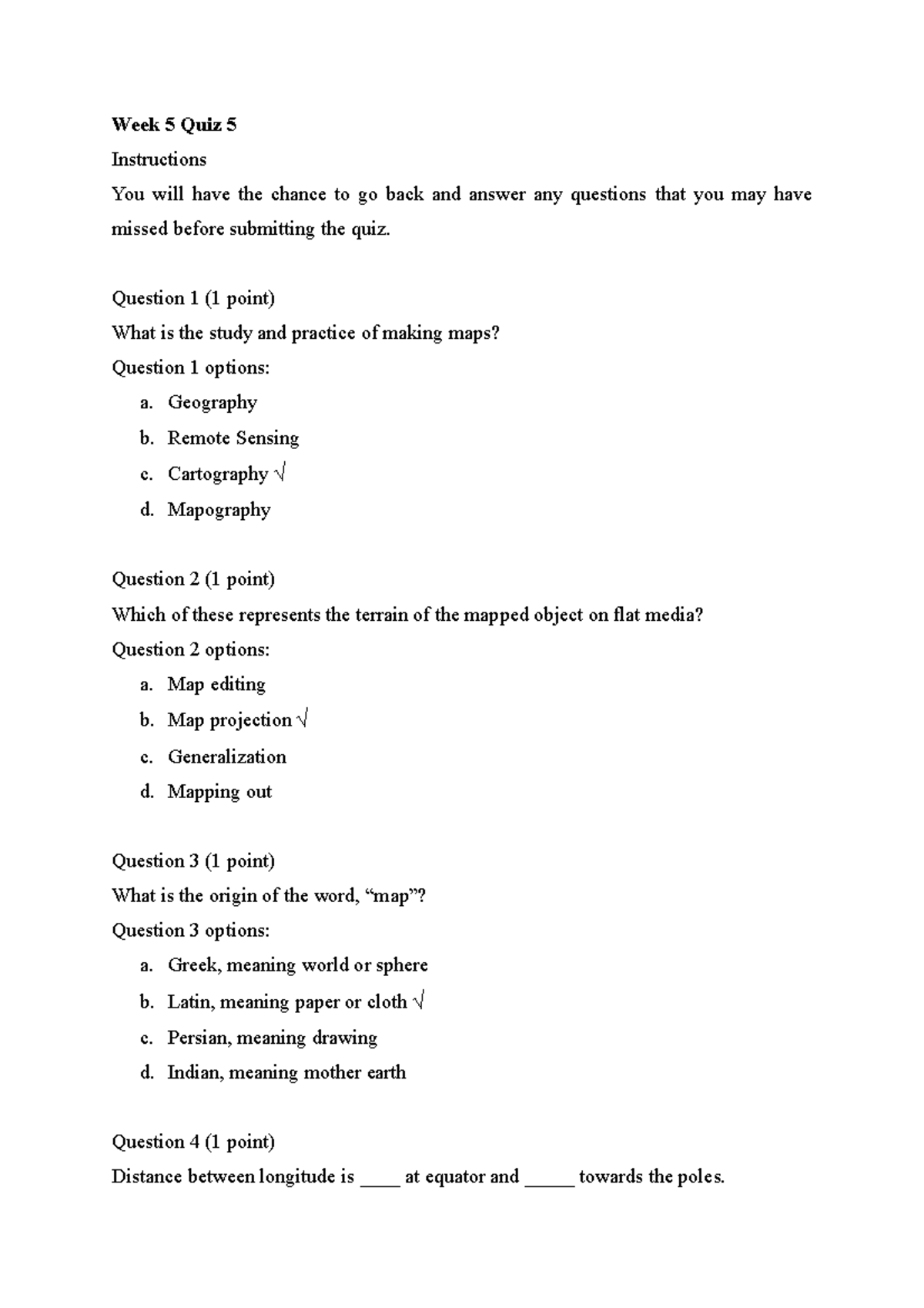 Week 5 Quiz 5 Concepts in GIS and Remote Sensing - Week 5 Quiz 5 ...