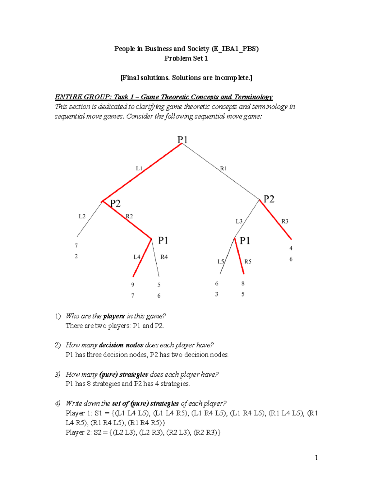 E_IBA1_PBS Problem Set 1 Solutions: Game Theory Concepts & Applications ...