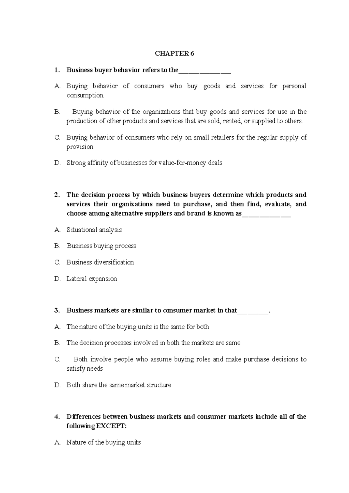 Chapter 6 - Business Buyer Behavior Study Notes - Studocu