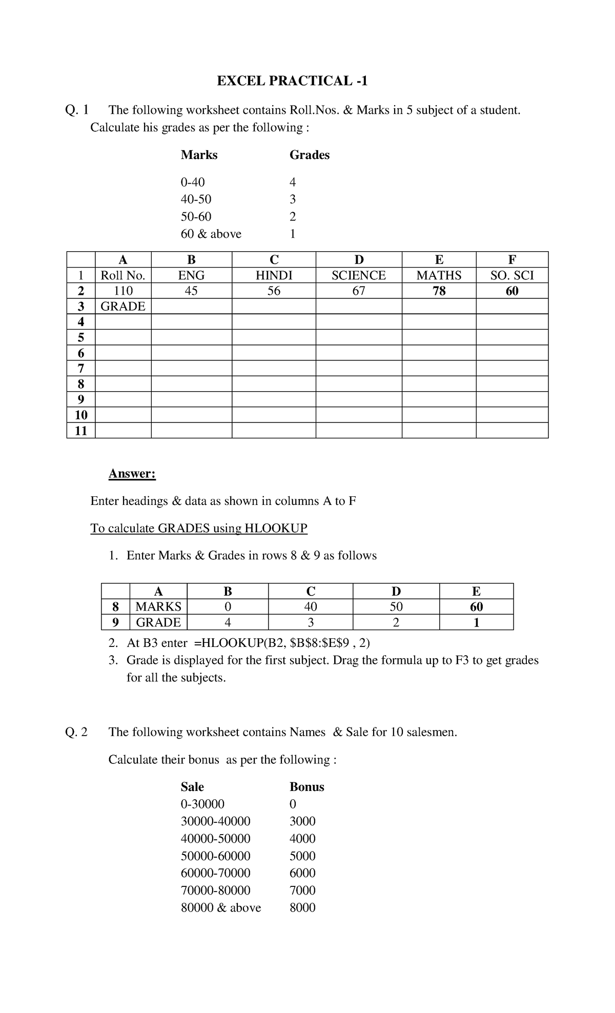 SEM VI Excel Practical Guide - Exercises & Scenarios (53805) - Studocu
