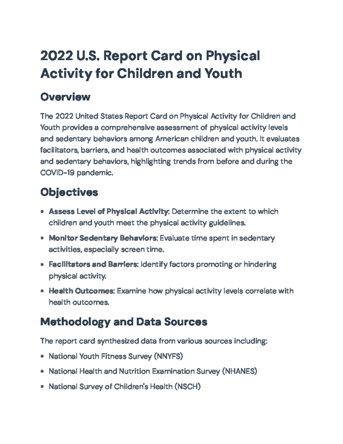 2022 U.S. Report Card on Physical Activity for Children & Youth - 2022 ...