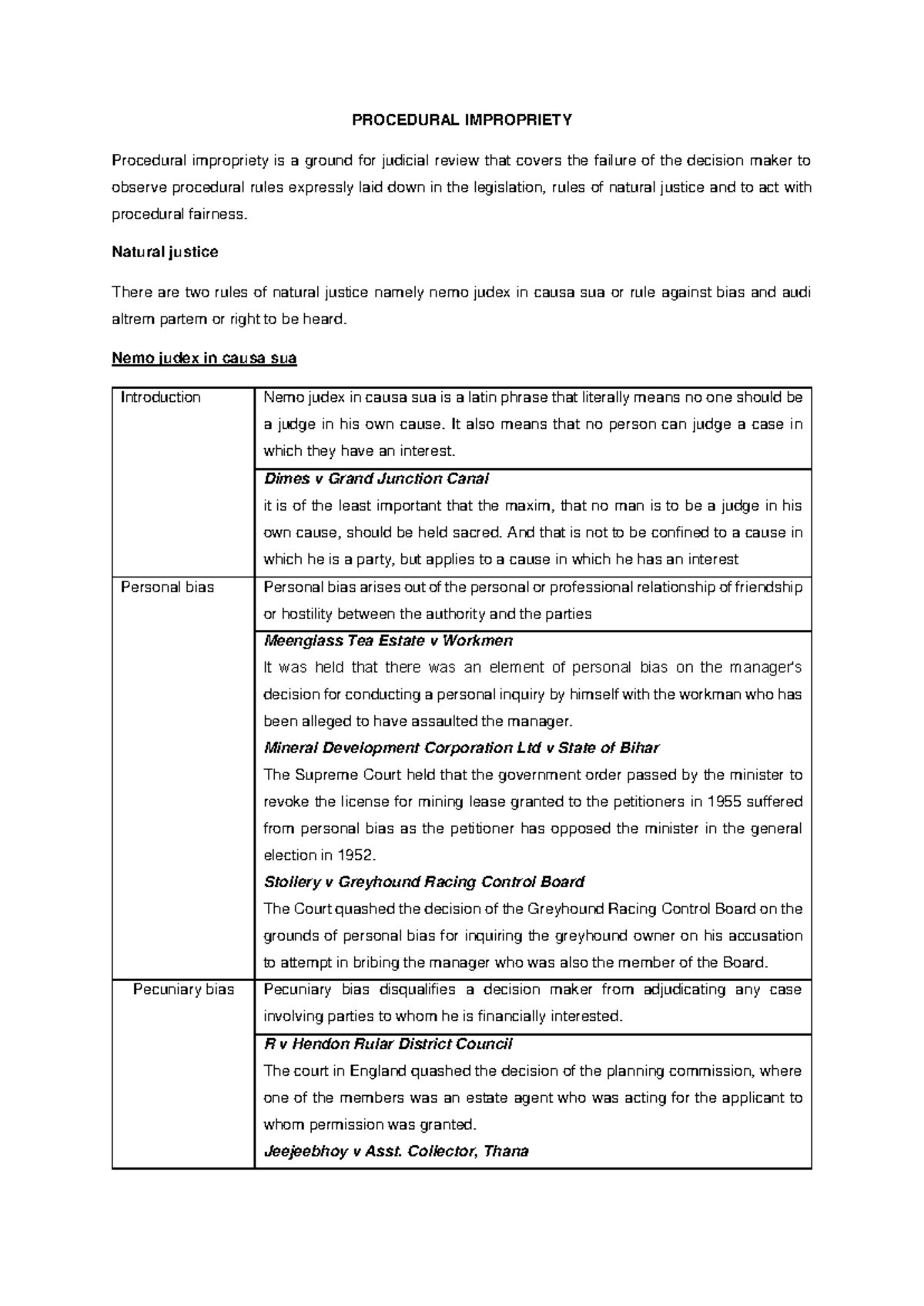 Administrative LAW - Procedural Impropriety - PROCEDURAL IMPROPRIETY ...