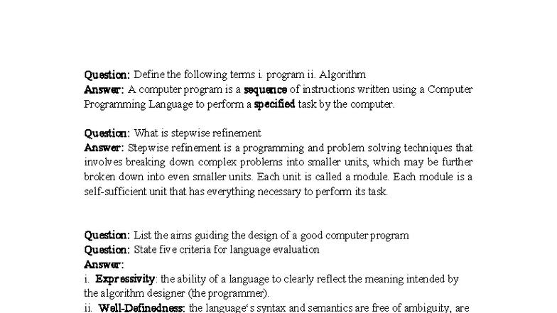 CIT332-PQ - Programming Concepts and Language Fundamentals Notes - Studocu