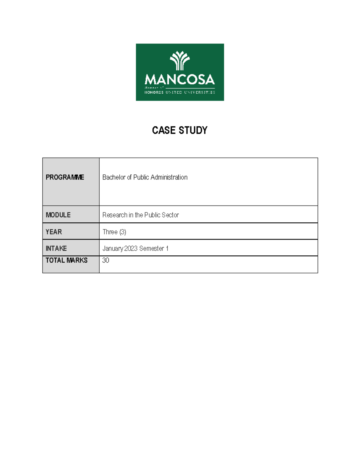 Research in the Public Sector Case Study January 2023 - CASE STUDY ...