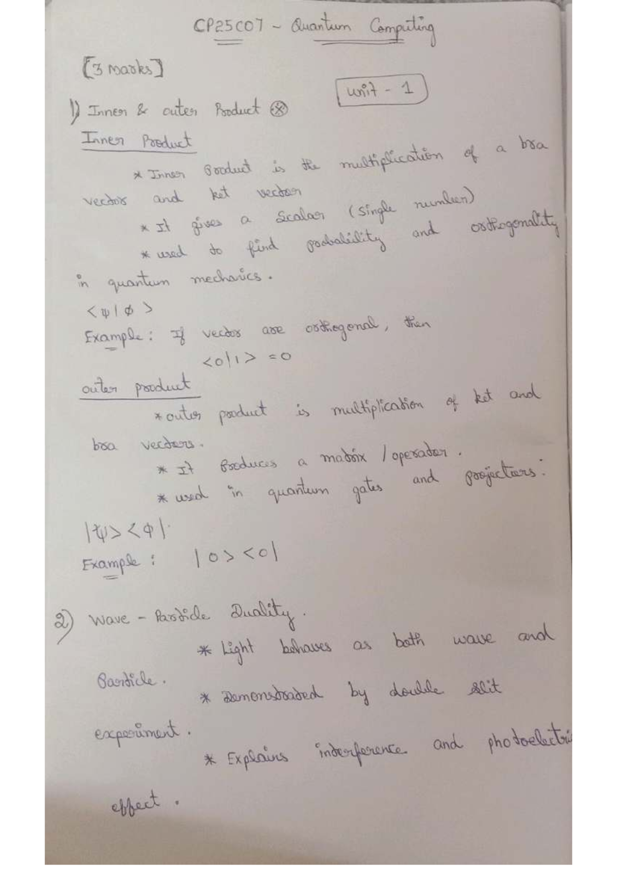 CP25C07 Quantum Computing Unit 1: Inner Products & Wave-Particle ...