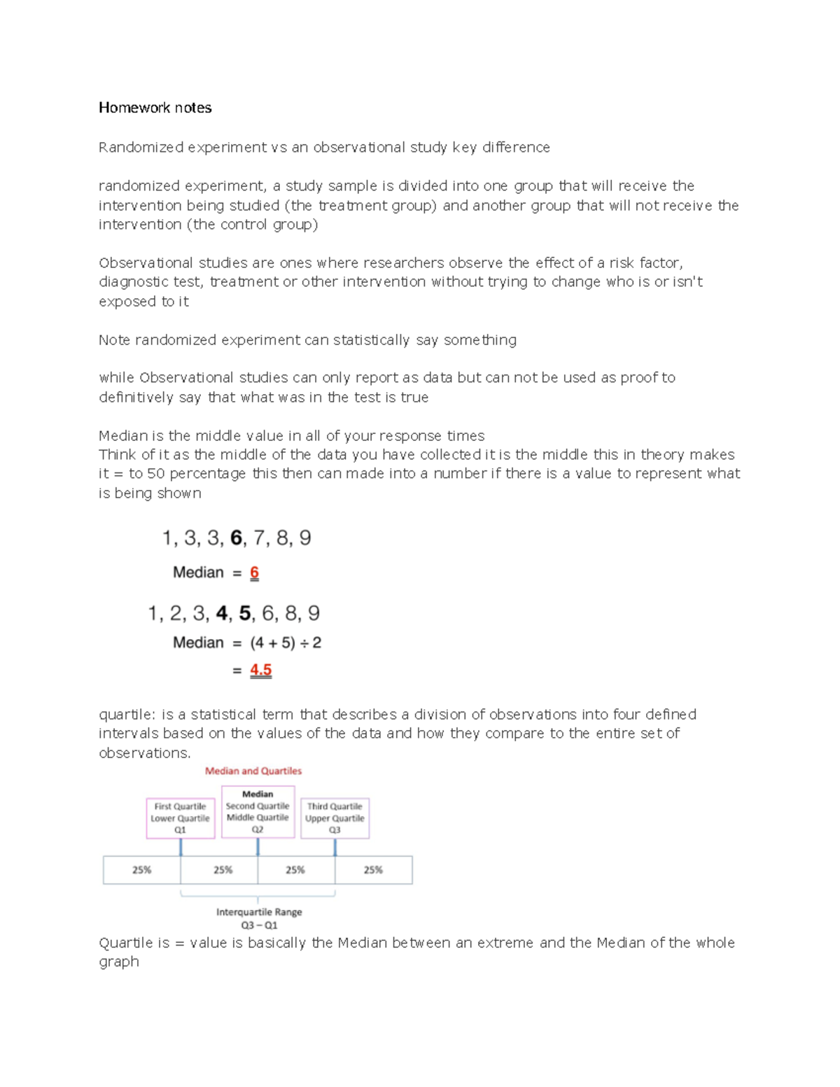 Stats 1000Q Midterm Lecture Notes: Key Differences in Study Types - Studocu