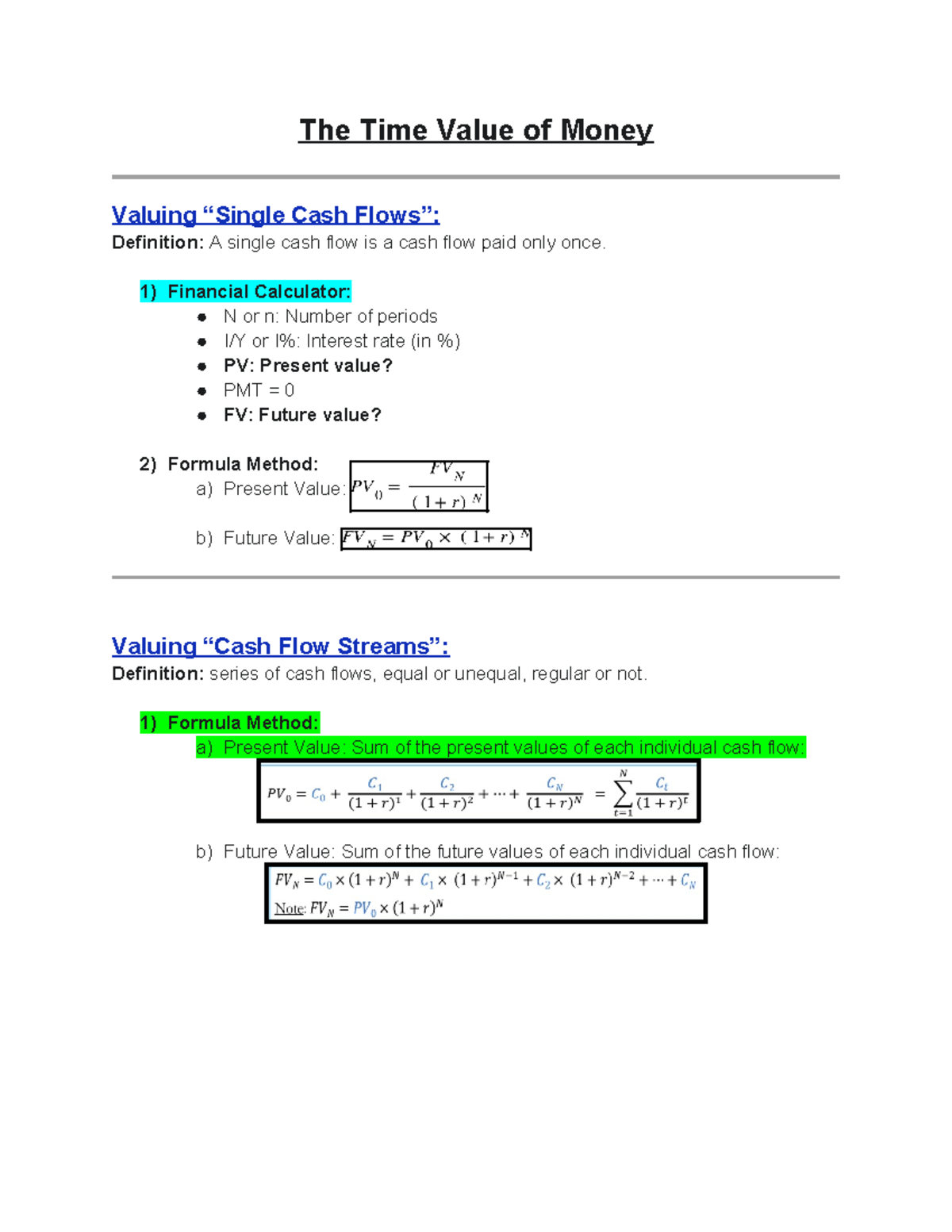 FIN300 Lecture Notes: Time Value of Money & Cash Flow Valuation - Studocu