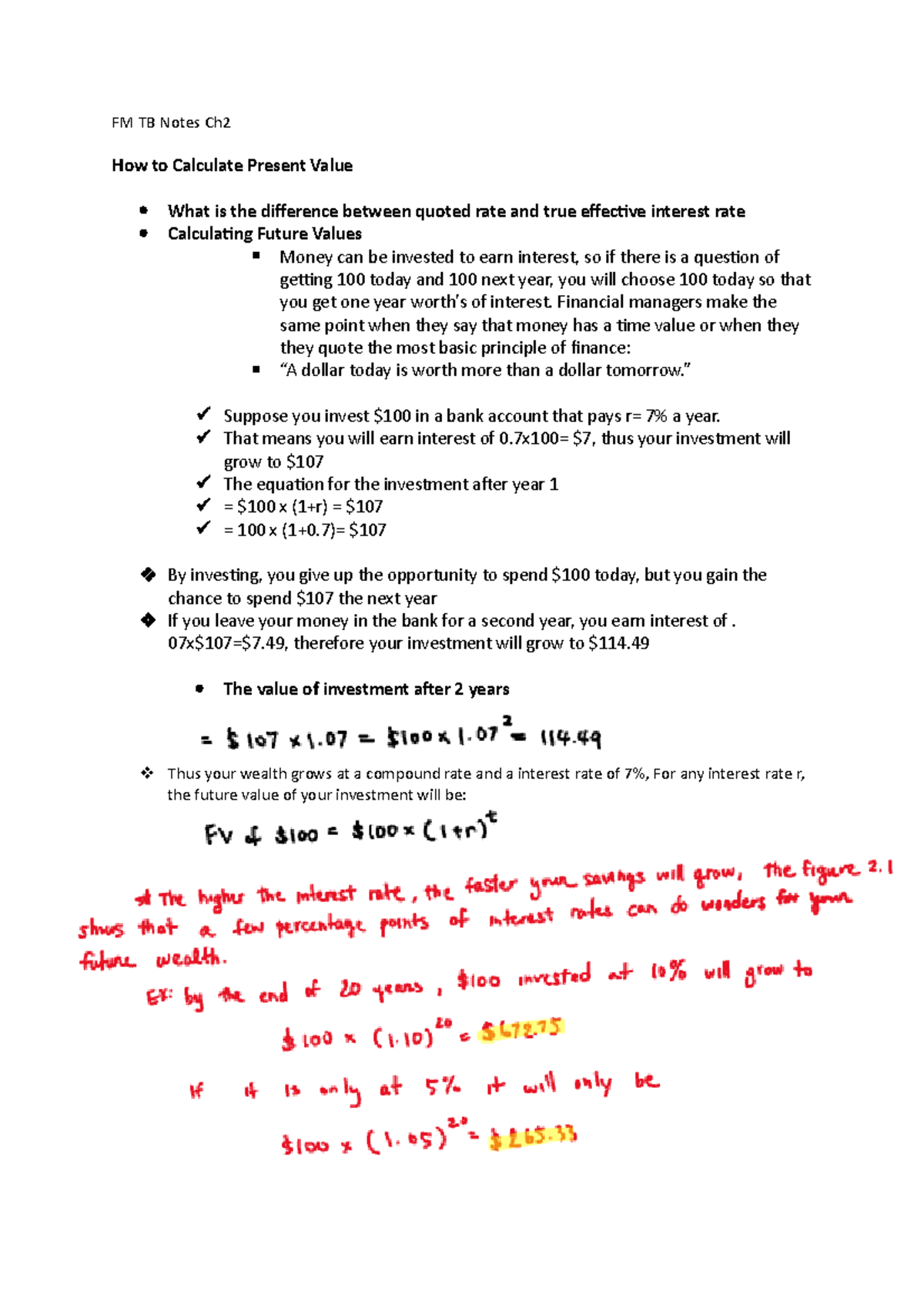 FM TB Ch2 - Notes on Present Value & Corporate Finance Principles - Studocu